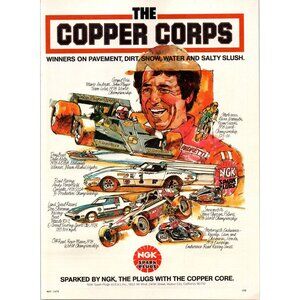 1979 NGK Spark Plugs Mario Andretti Vintage Print Ad Car Racing 70s Wall Art